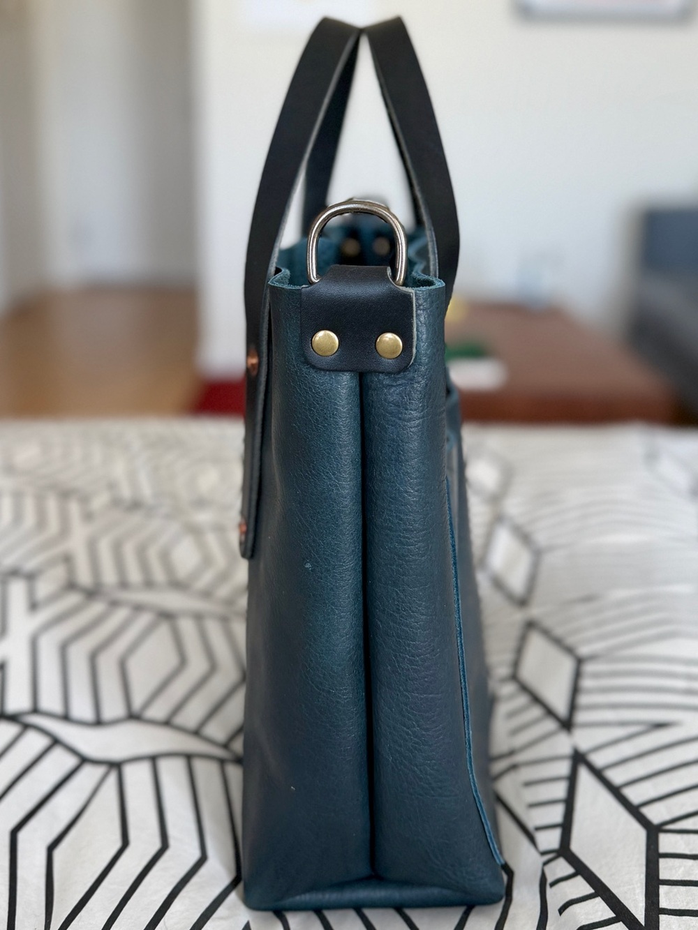 NEW GFG Go Forth Goods Indigo Bison Small Avery Tote Leather Bag - Picture 5 of 8